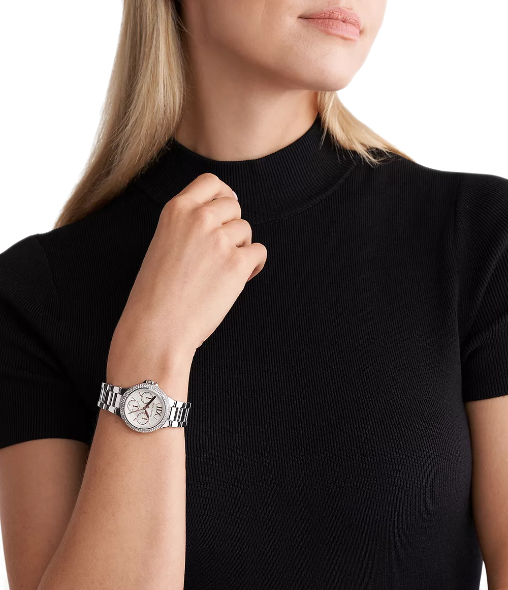 Michael Kors Camille Chronograph White Dial Silver Steel Strap Watch For Women - MK7198