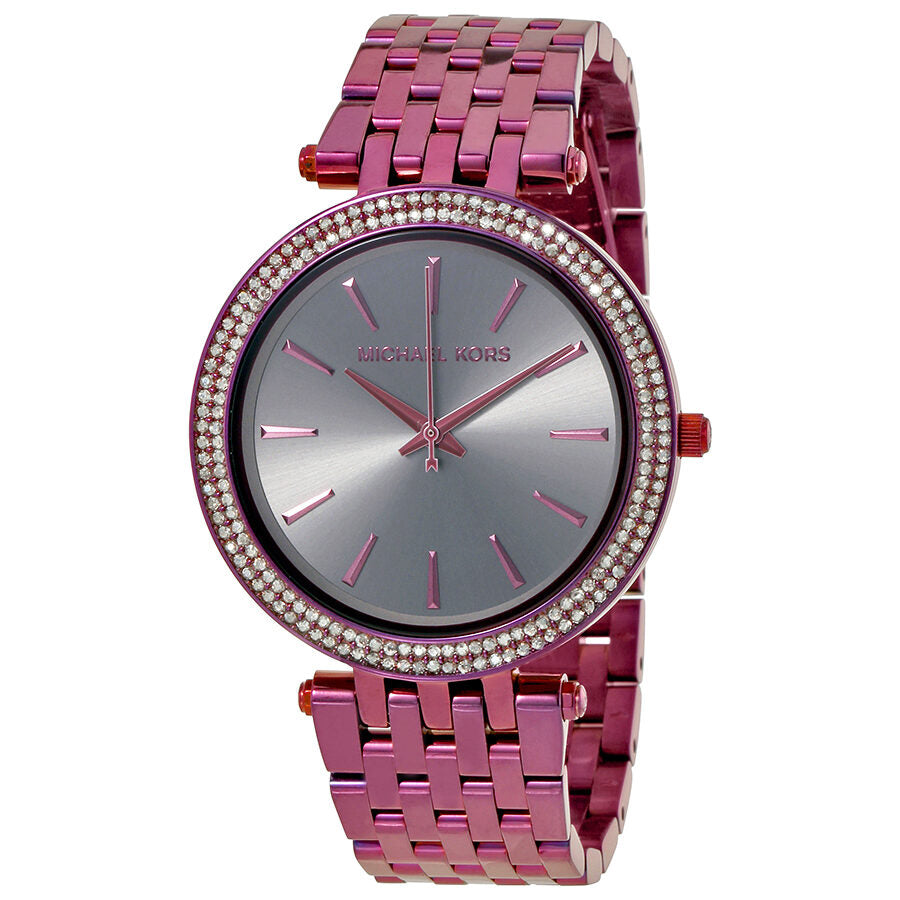 Michael Kors Darci Black Dial Purple Steel Strap Watch for Women - MK3554
