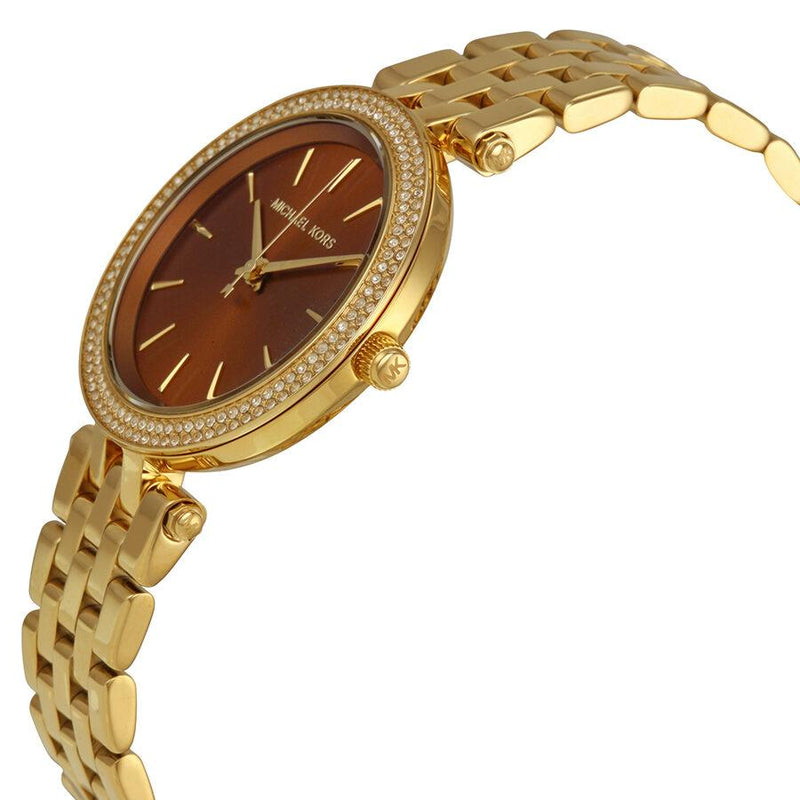 Michael Kors Darci Amber Dial Gold Steel Strap Watch for Women - MK3408