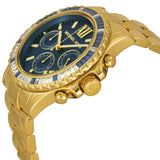 Michael Kors Everest Chronograph Blue Dial Gold Steel Strap Watch for Women - MK5754