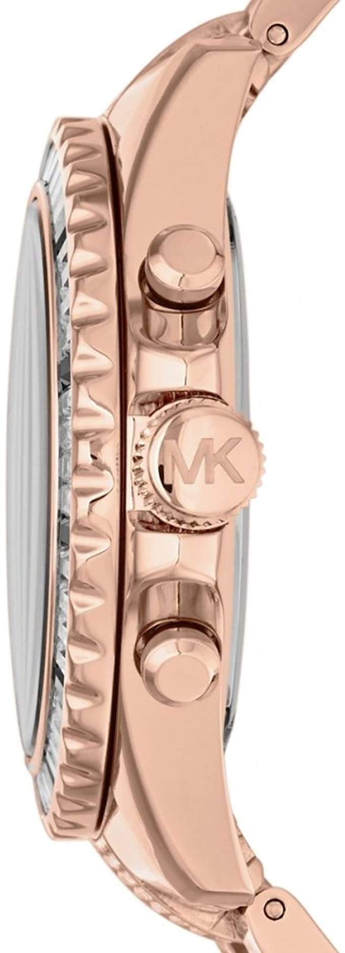 Michael Kors Everest Chronograph Black Dial Rose Gold Steel Strap Watch For Women - MK5875