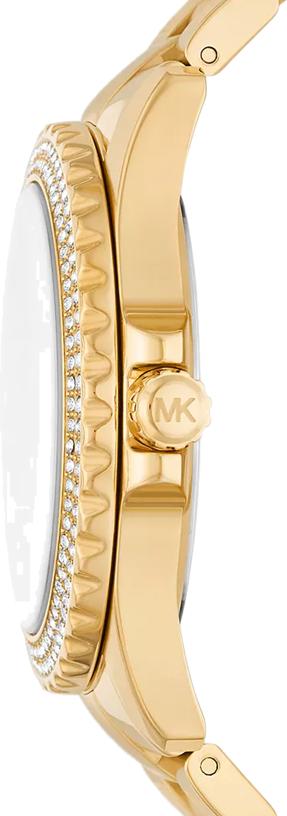 Michael Kors Everest Three Hand Mother of Pearl White Dial Gold Steel Strap Watch For Women - MK7401