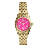 Michael Kors Lexington Quartz Pink Dial Gold Steel Strap Watch For Women - MK3270