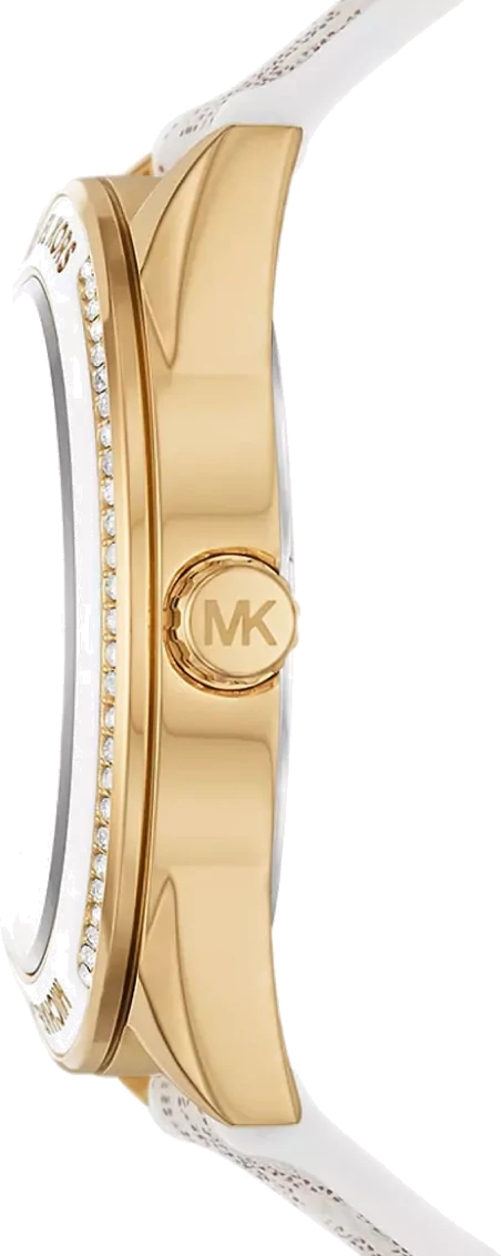 Michael Kors Jessa Multifunction Gold Dial White Leather Strap Watch For Women - MK7204