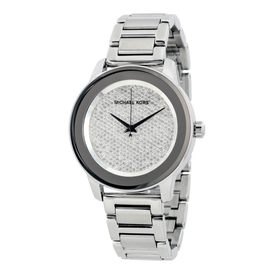 Michael Kors Kinley Diamond Pave Silver Dial Silver Steel Strap Watch for Women - MK5996