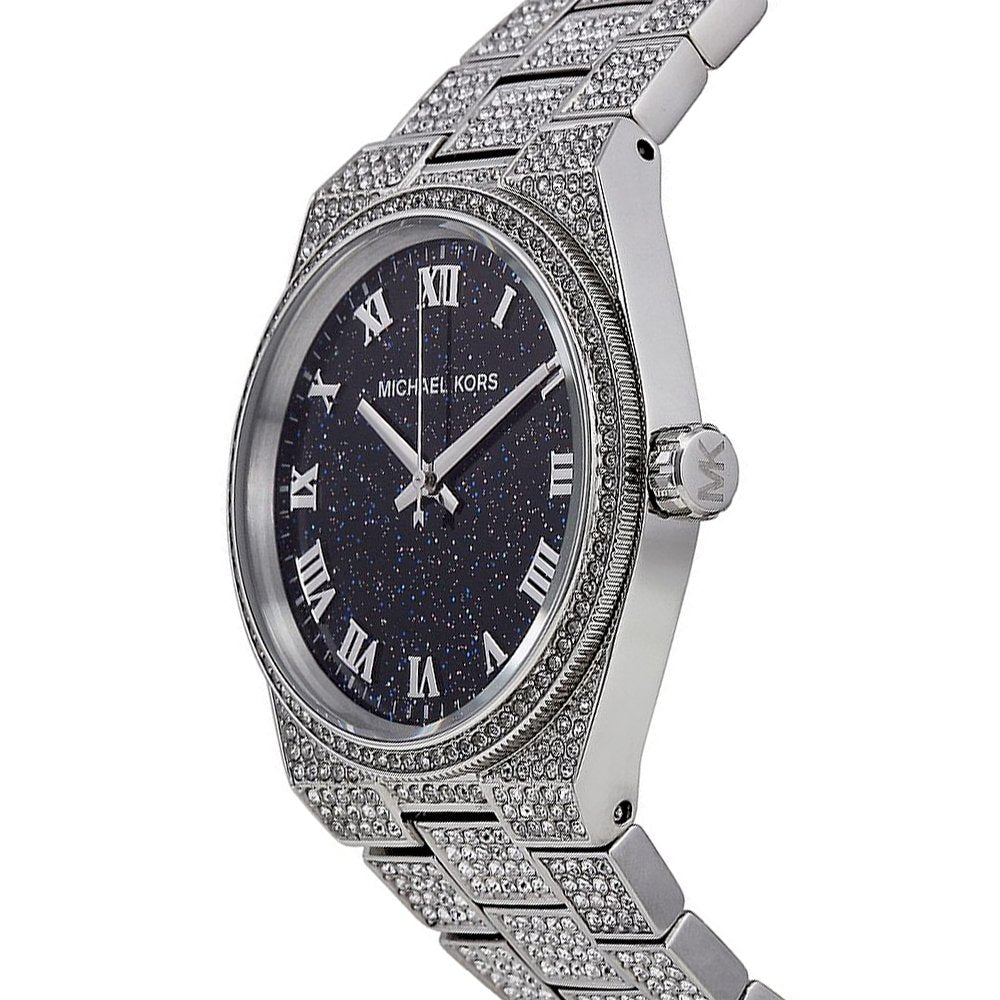 Michael Kors Channing Diamonds Black Dial Silver Steel Strap Watch for Women - MK6089