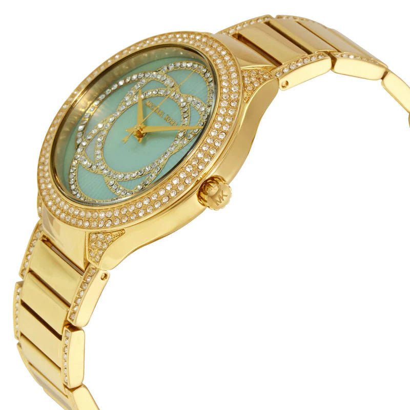 Michael Kors Kerry Mother of Pearl Dial Gold Steel Strap Watch for Women - MK3481