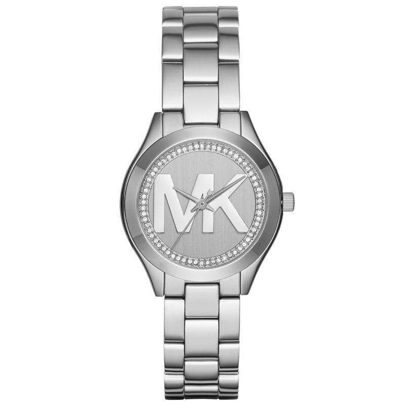 Michael Kors Mini Slim Runway Silver Dial Silver Steel Strap Watch for Women - MK3548