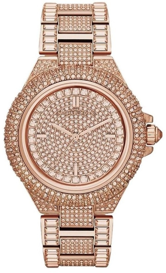 Michael Kors Camille Crystal Rose Gold Dial Rose Gold Steel Strap Watch for Women - MK5862