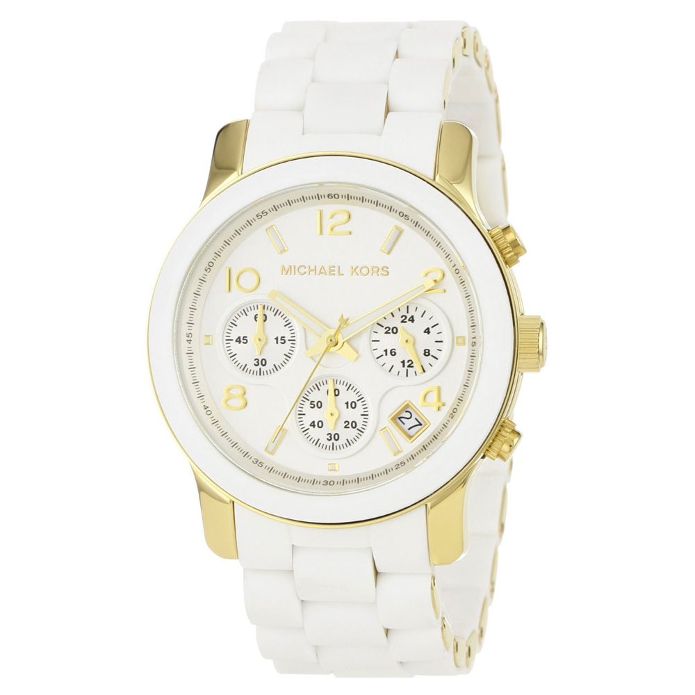 Michael Kors Runway Chronograph White Dial White Steel Strap Watch for Women - MK5145