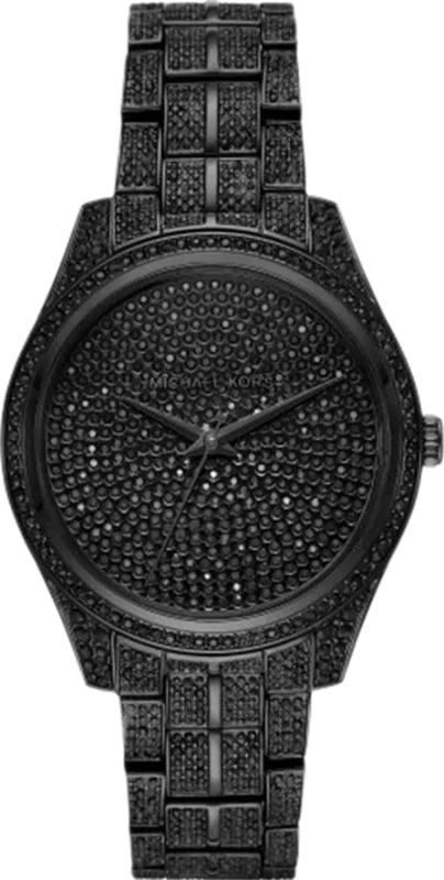 Michael Kors Lauryn Analog Crystals Black Dial Black Steel Strap Watch For Women - MK3980