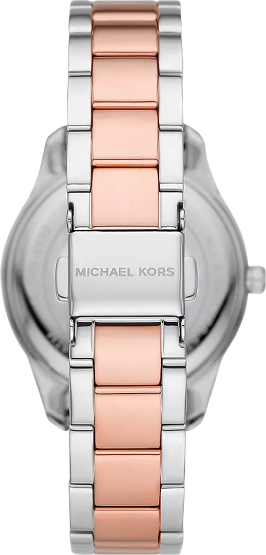 Michael Kors Layton Three Hand Pink Dial Two Tone Steel Strap Watch For Women - MK6894