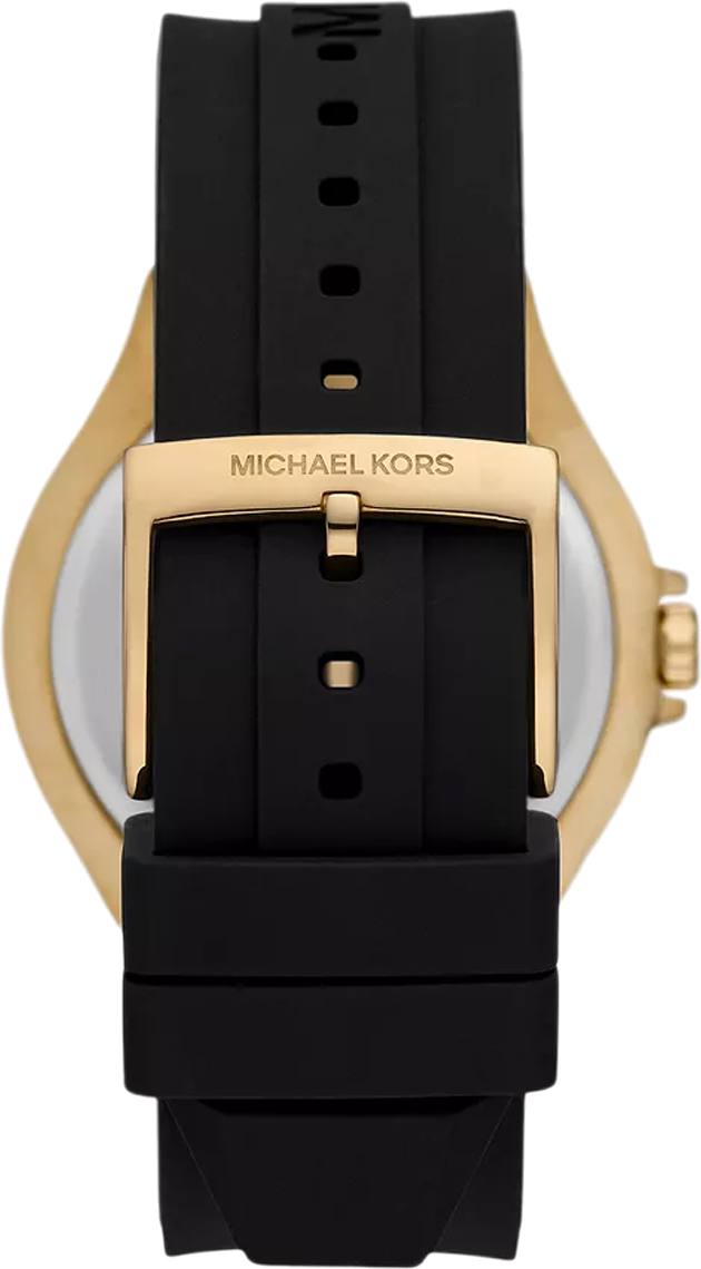 Michael Kors Lennox Three Hand Crystals Silver Dial Black Silicone Strap Watch For Women - MK7247