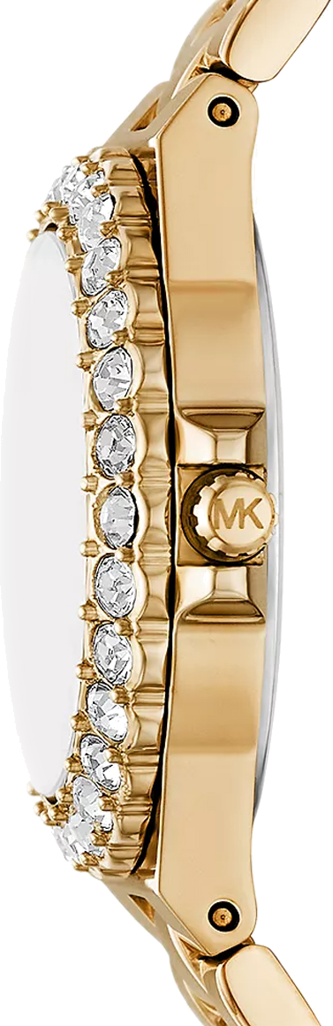 Michael Kors Lennox Quartz Green Dial Gold Steel Strap Watch For Women - MK7395