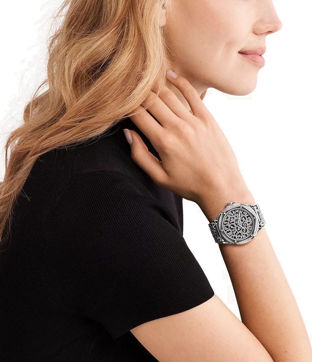 Michael Kors Lennox Analog Crystals Silver Dial Silver Steel Strap Watch For Women - MK7408