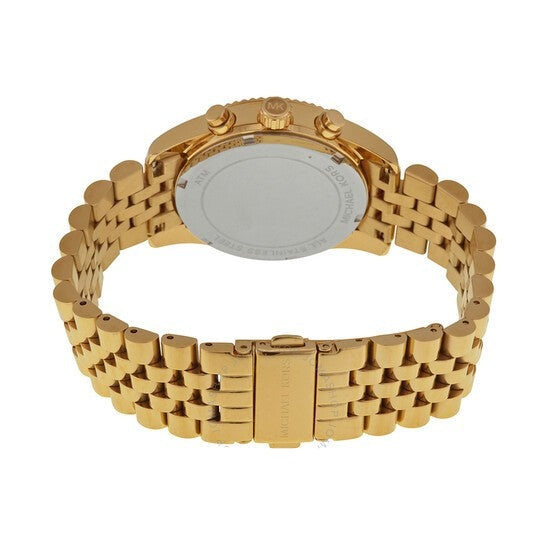 Michael Kors Lexington Chronograph Blue Dial Gold Steel Strap Watch For Women - MK6206