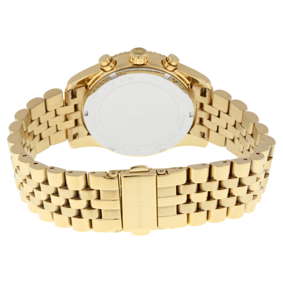 Michael Kors Lexington Chronograph Gold Dial Gold Steel Strap Watch for Women - MK5556