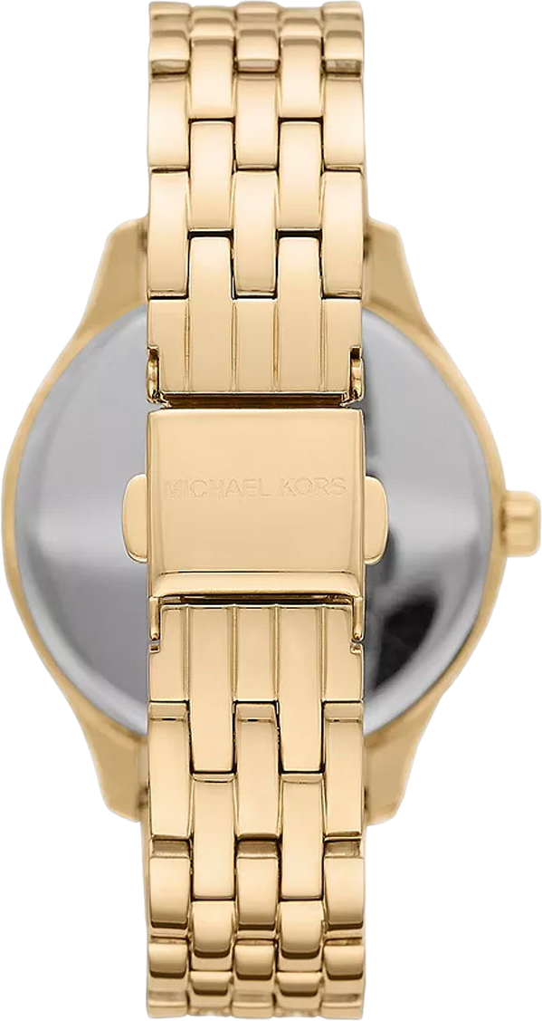 Michael Kors Lexington Three Hand White Dial Gold Steel Strap Watch For Women - MK4492