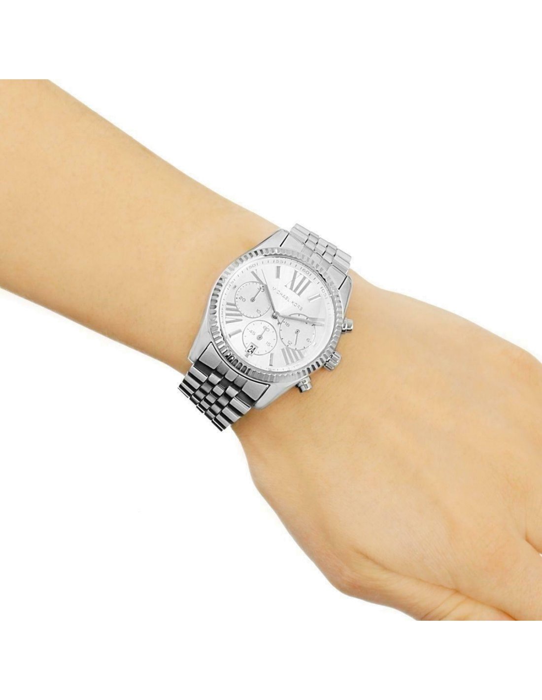 Michael Kors Lexington Silver Dial Silver Steel Strap Watch for Women - MK5555