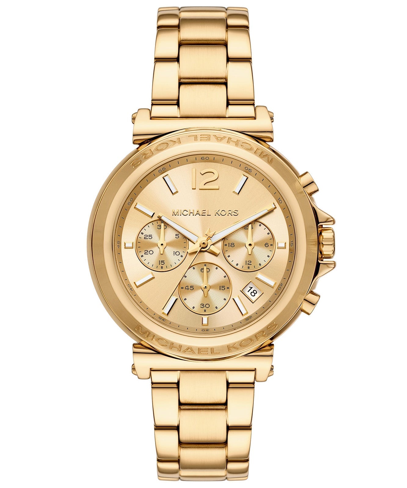 Michael Kors Maren Chronograph Gold Dial Gold Steel Strap Watch for Women - MK7493