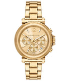Michael Kors Maren Chronograph Gold Dial Gold Steel Strap Watch for Women - MK7493