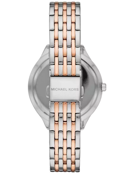 Michael Kors Mindy Three Hand White Dial Two Tone Steel Strap Watch For Women - MK7077