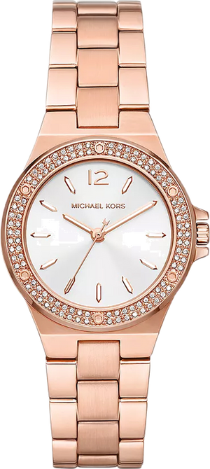 Michael Kors Lennox Three Hand Silver Dial Rose Gold Steel Strap Watch For Women - MK7279