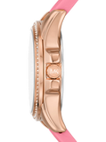 Michael Kors Mini Pilot Quartz Rose Gold Dial Pink Silicone Strap Watch For Women - MK7375
