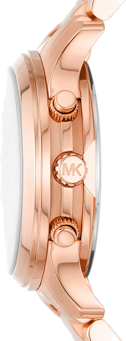 Michael Kors Runway Chronograph Rose Gold Dial Rose Gold Steel Strap Watch For Women - MK7327