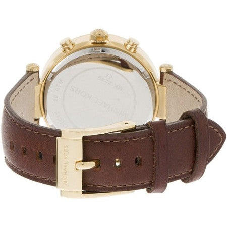 Michael Kors Parker Champagne Gold Dial Brown Leather Strap Watch for Women - MK2249