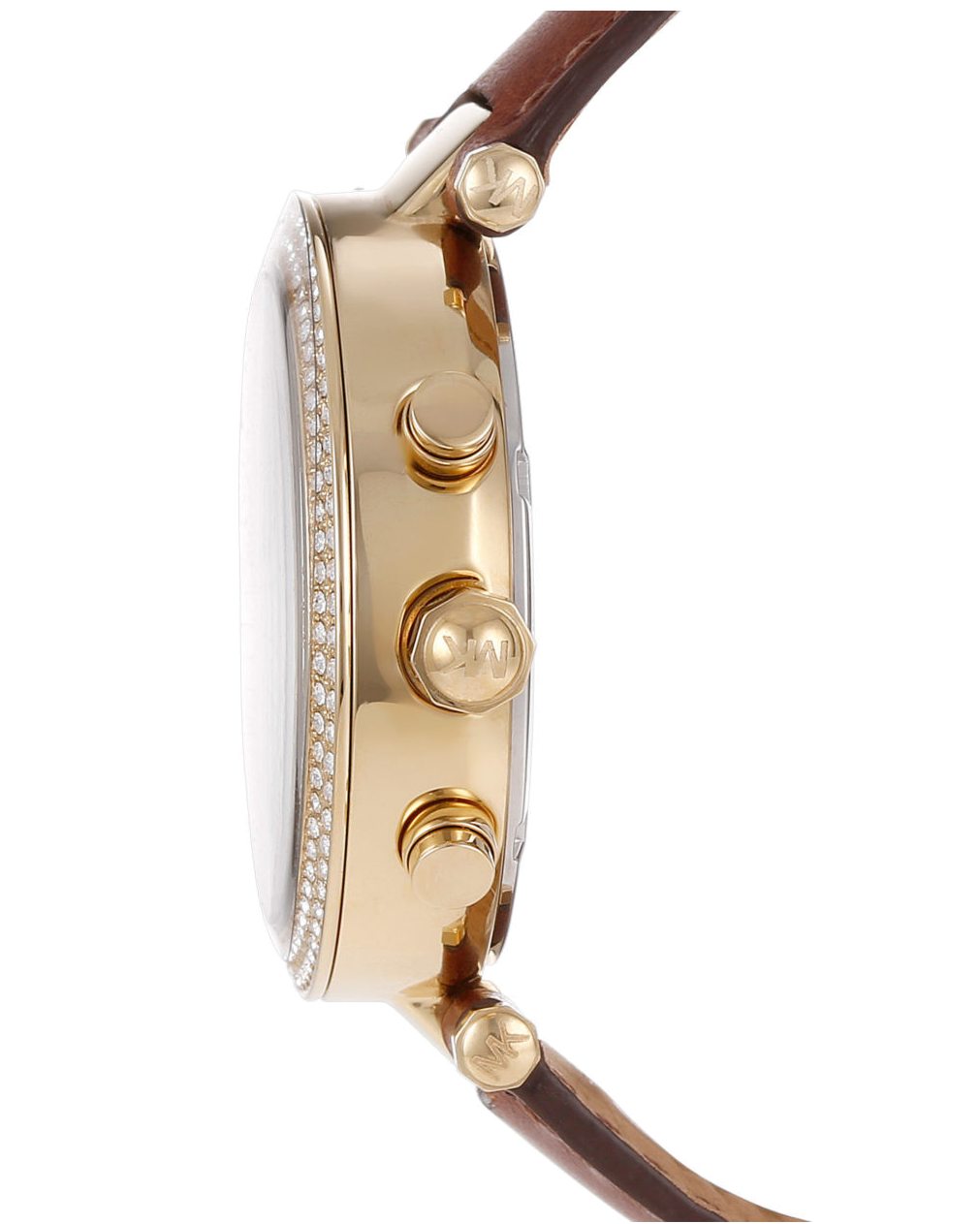 Michael Kors Parker Champagne Gold Dial Brown Leather Strap Watch for Women - MK2249