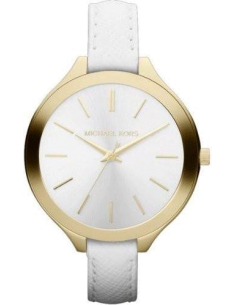 Michael Kors Slim Runway White Dial White Leather Strap Watch For Women - MK2273