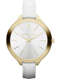 Michael Kors Slim Runway White Dial White Leather Strap Watch For Women - MK2273