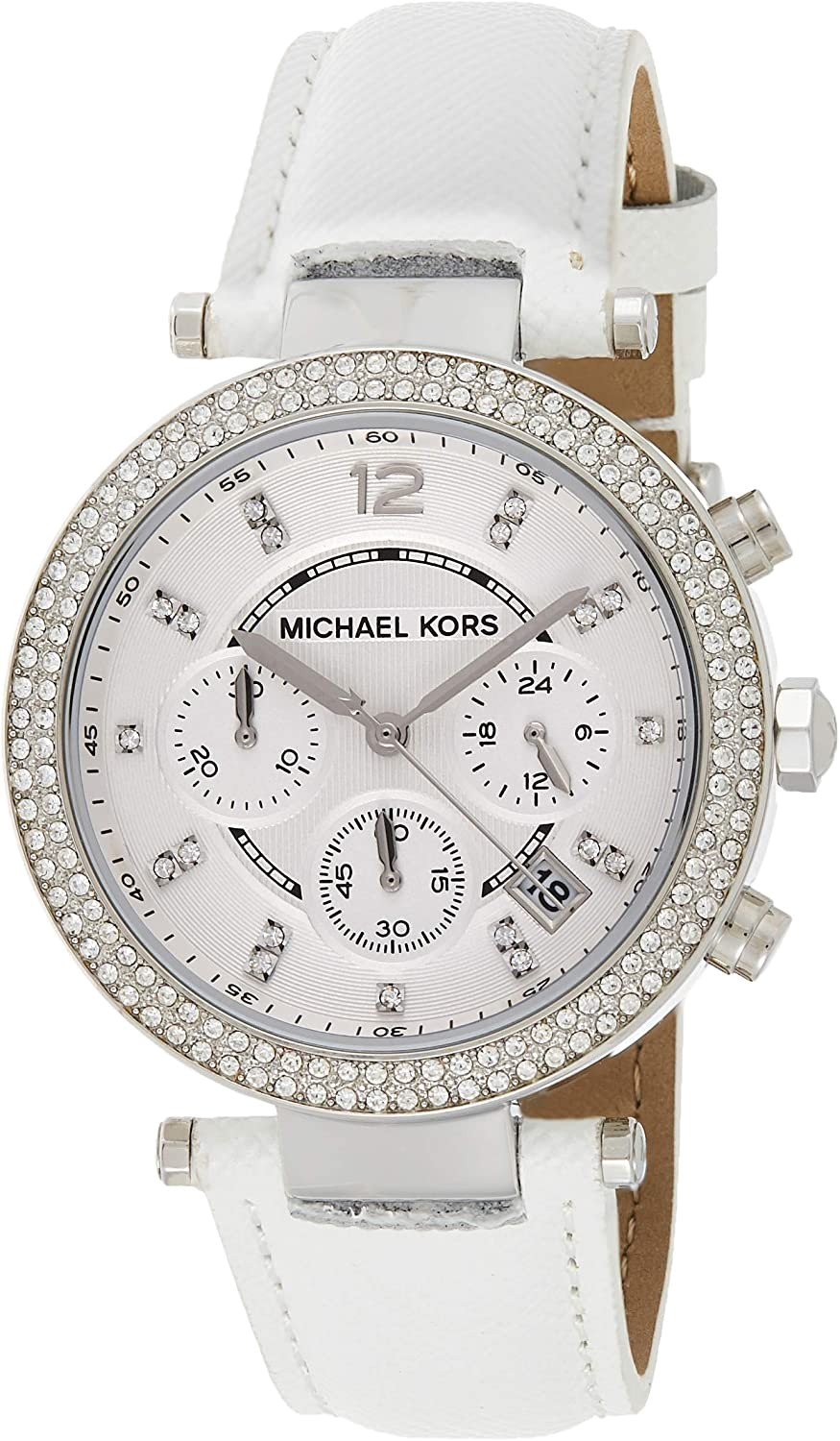 Michael Kors Parker White Dial White Leather Strap Watch for Women - MK2277