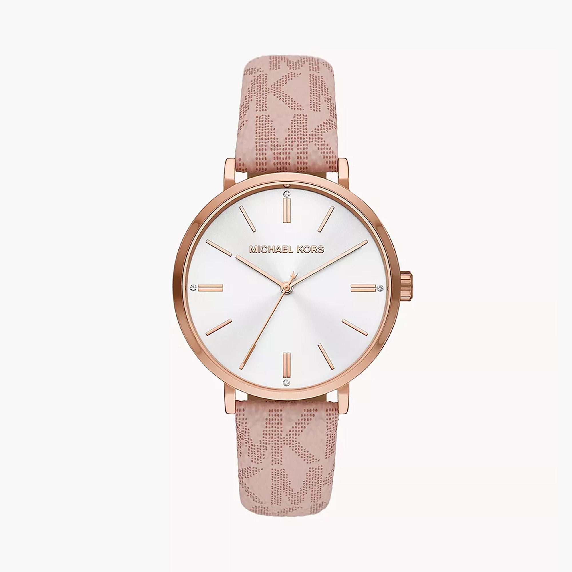 Michael Kors Pyper Quartz Silver Dial Pink Leather Strap Watch for Women - MK2947
