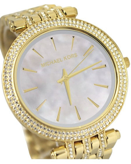 Michael Kors Darci Mother of Pearl Dial Gold Steel Strap Watch for Women - MK3219