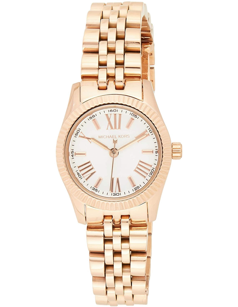 Michael Kors Lexington Quartz White Dial Rose Gold Steel Strap Watch For Women - MK3230