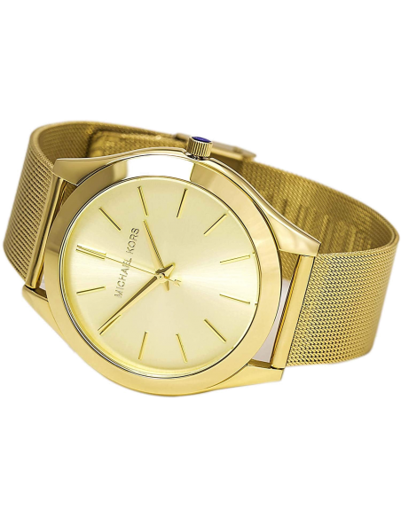 Michael Kors Slim Runway Champagne Dial Gold Mesh Bracelet Watch for Women - MK3282