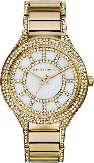 Michael Kors Kerry Mother of Pearl Dial Gold Steel Strap Watch for Women - MK3312