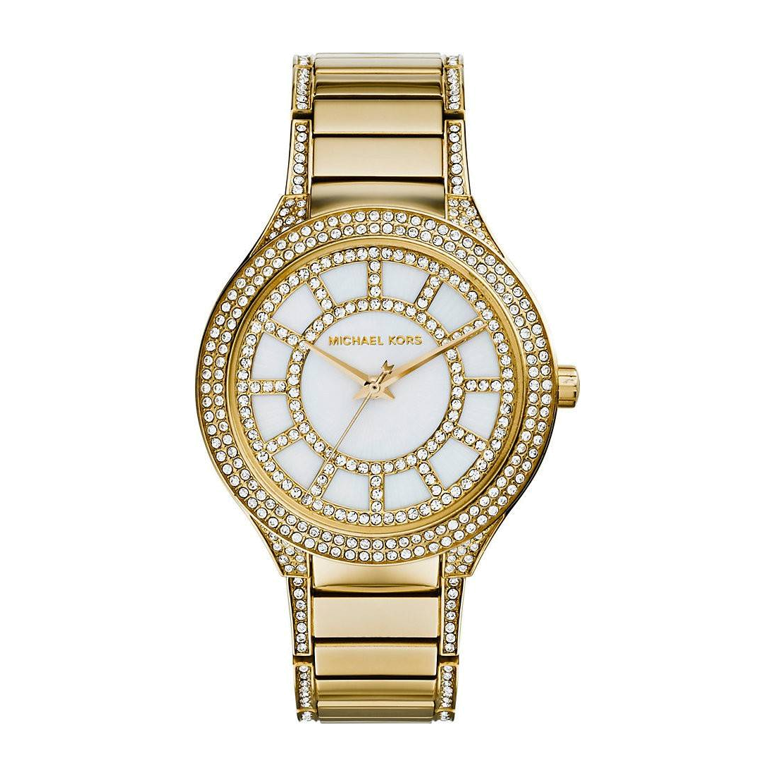 Michael Kors Kerry Mother of Pearl Dial Gold Steel Strap Watch for Women - MK3312