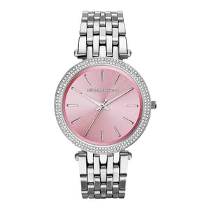 Michael Kors Darci Crystal Pink Dial Silver Stainless Steel Strap Watch for Women - MK3352