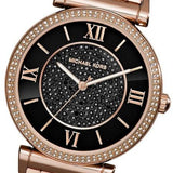 Michael Kors Catlin Black Diamonds Dial Rose Gold Steel Strap Watch for Women - MK3356