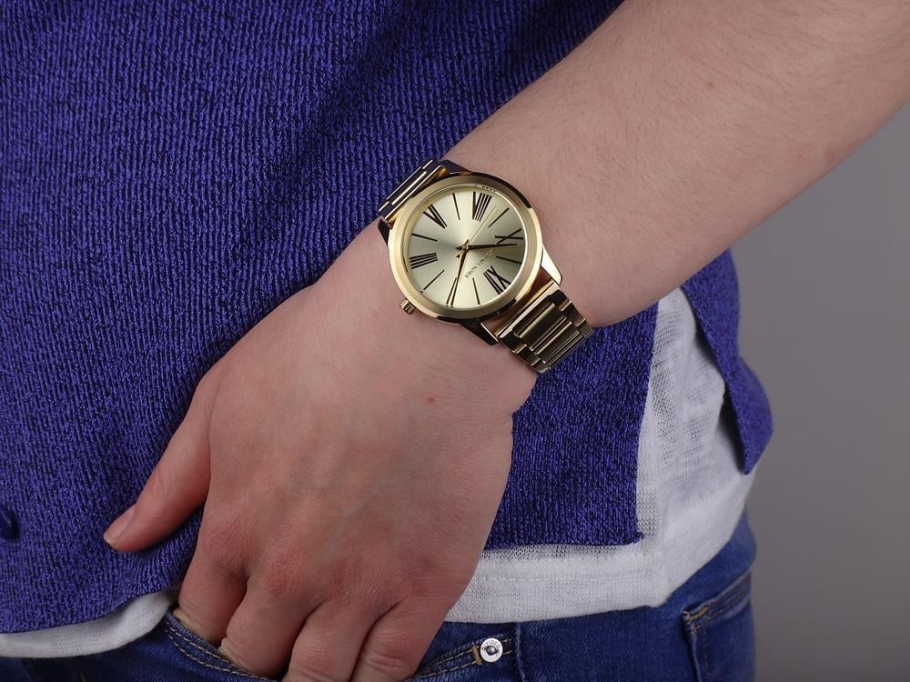 Michael Kors Hartman Quartz Gold Dial Gold Steel Strap Watch For Women - MK3490