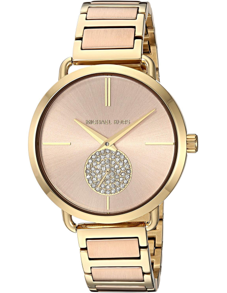 Michael Kors Portia Rose Gold Dial Two Tone Steel Strap Watch for Women - MK3706