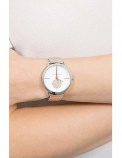 Michael Kors Portia Quartz Silver Dial Two Tone Steel Strap Watch For Women - MK3709