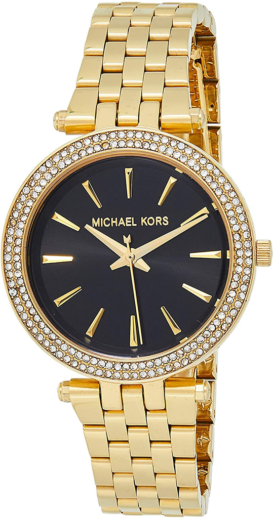 Michael Kors Mini Darci Quartz Black Dial Gold Steel Strap Watch For Women - MK3738