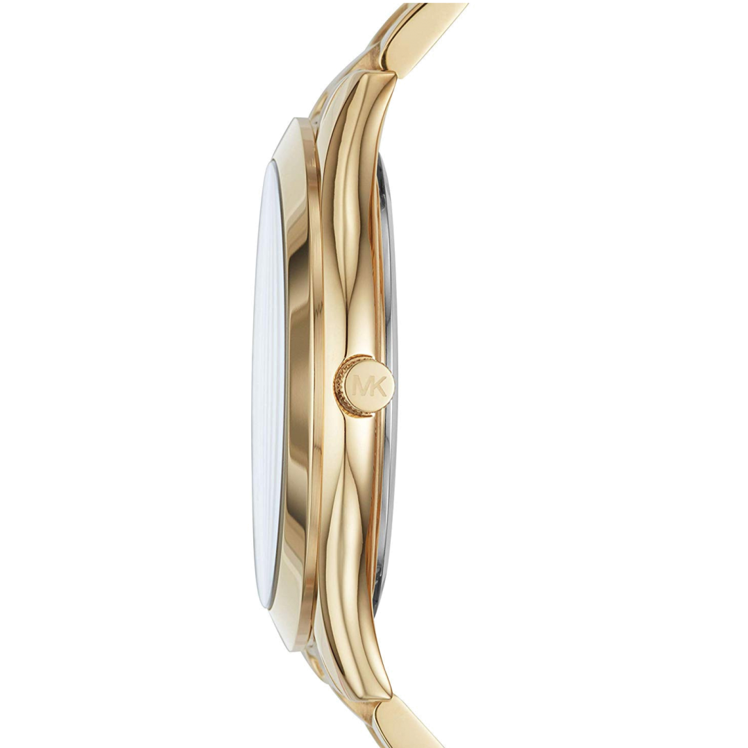 Michael Kors Slim Runway Analog Gold Dial Gold Steel Strap Watch For Women - MK3739