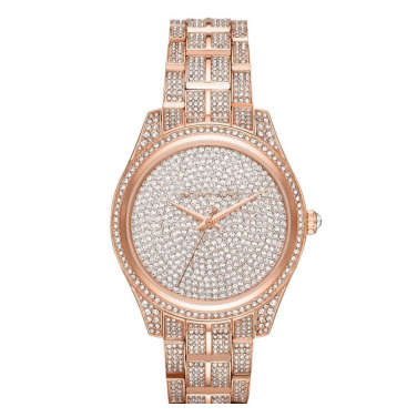 Michael Kors Lauryn Crystals Rose Gold Dial Rose Gold Steel Strap Watch For Women - MK3931
