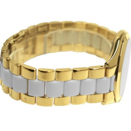 Michael Kors Slim Runway Quartz White Dial Two Tone Steel Strap Watch For Women - MK4295