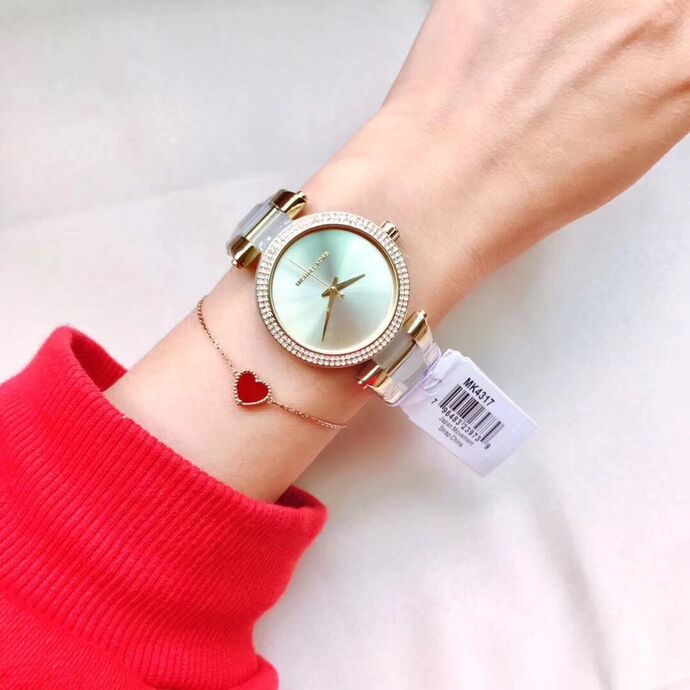 Michael Kors Delray Rose Gold Dial Two Tone Steel Strap Watch for Women - MK4317